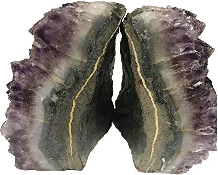 AMOYSTONE Amethyst Bookends Cut Cluster Polished for Office and Home Decorative 1 Pair with Rubber Bumpers 4 to 6 lbs