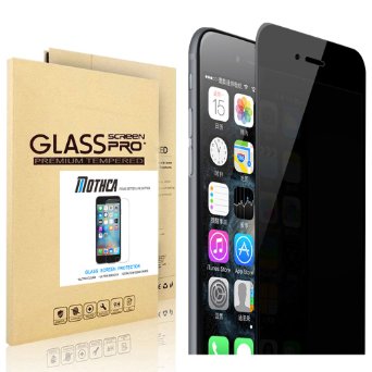 Mothca® iPhone 6 6s Plus Privacy Anti-Spy Tempered Glass Full Screen Protector Ballistics 0.3mm 9H Hardness Anti shatter Anti Scratch Fingerprint, Bubble Free Black as Mirror (iPhone 6/6s plus)
