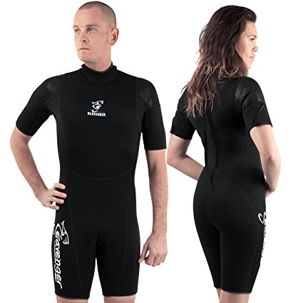 Seavenger 3mm tropical shorty for watersport / diving / snorkeling- All Black Wetsuits Men/Women