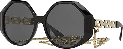 Versace VE 4395 534587 Black Plastic Square Sunglasses Grey Lens