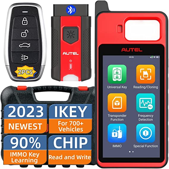 Autel MaxiIM KM100 Key Fob Programmer Immobilizer Tool, with 2PCS Free Autel IKEY, IMMO Keys, Key fob Programming Tool, Transponder Chip Read/Write/Clone/Simulation, Lite Ver. of IM508 / IM608Pro