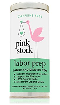 Pink Stork Labor Prep: Red Raspberry Pregnancy Tea, Labor & Birth, 40 Cups -2nd & 3d Trimester Tea-100% Organic Herbs -Strengthen & Tone Uterus -Caffeine Free -Sweet from Organic Stevia