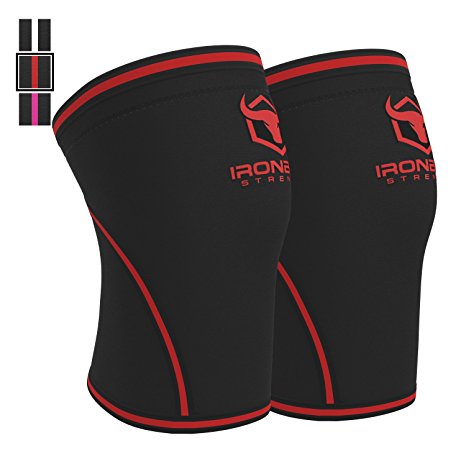 Knee Sleeves 7mm (1 Pair) - High Performance Knee Support Sleeve For Weight Lifting & Powerlifting - Best Knee Wraps & Straps - Provides Compression, Warmth, & Support - For Men and Women