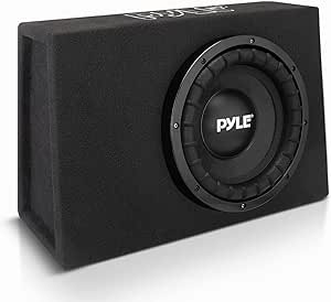 Pyle Slim Subwoofer Box System - 400 Watts, Perfect for Mount Car Truck Audio Powered Subwoofer Enclosure, High Powered 8-inch Woofers with a Non-Pressed Paper Cone - PSBS8 Black