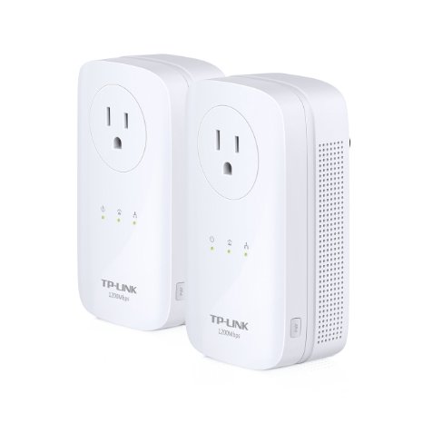 TP-LINK AV1200 Power Line Starter Kit, 3-Port Gigabit, Pass-through, Up to 1200Mbps(TL-PA8030P KIT)