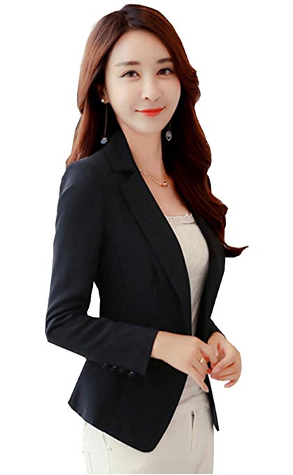 My Wonderful World Women's Casual OL Candy Color Slim Fit Lapel Office Blazers
