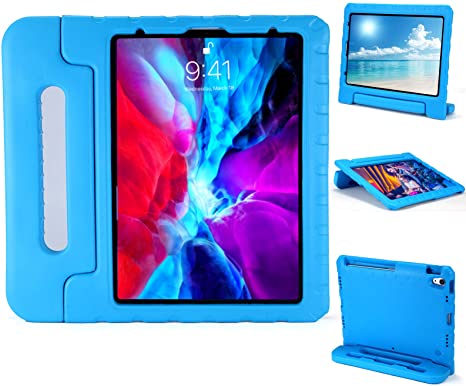 iPad Air 4 Case 2020 with Handle | Blosomeet iPad Air 10.9 Case Lightweight KidsProof EVA Cover with Foldable Stand | Rugged Durable Case for iPad air 4th Generation / iPad Pro 11 Inch 2018 | Blue