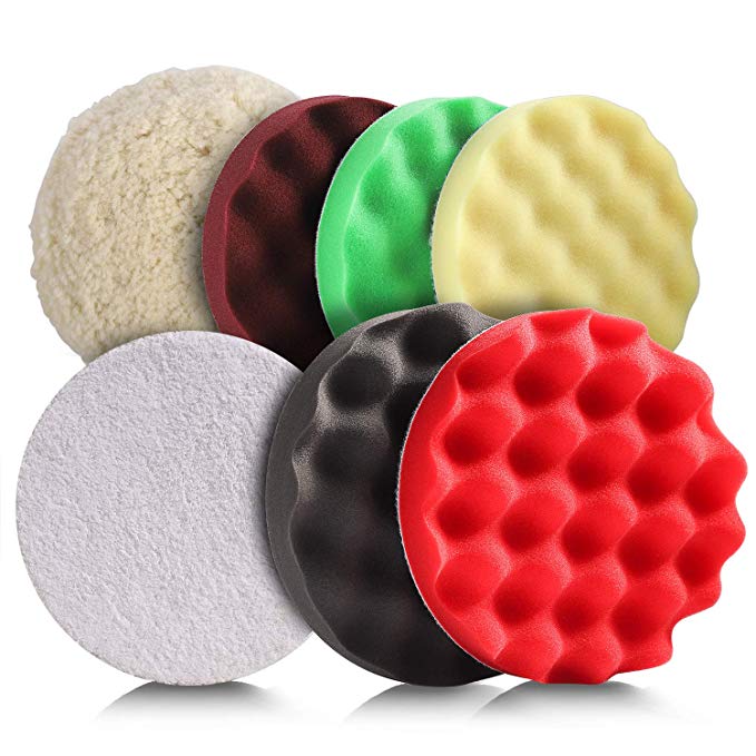 Polishing Pads,7 Pcs 7Inch(180mm) Global Ultimate Buffing and Polishing Pads Kit, Ideal for Car, Metal, Ceramics Polishing, Sanding and Waxing - SPP1A