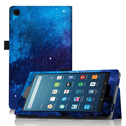 Famavala Folio Case Cover with Auto Wake/Sleep Feature for 8" Fire HD 8 Tablet (7th Generation, 2017 Release) 8-Inch Tablet (BlueSky)