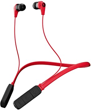 Skullcandy Ink'd Bluetooth Wireless Earbuds with Microphone, Noise Isolating Supreme Sound, 8-Hour Rechargeable Battery, Lightweight with Flexible Collar, Red/Black