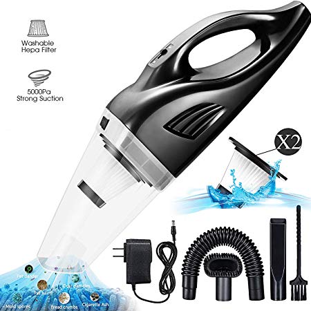 Basuwell Handheld Vacuum Cordless,Portable Vacuum Cleaner 12V 100W Lightweight Rechargeable Lithium Wet Dry Vacuum for Home and Car Cleaning with 2 Washable HEPA Filters