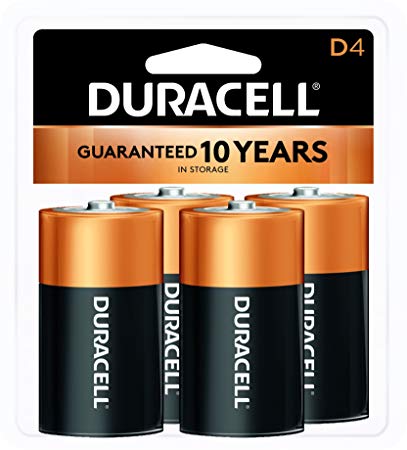 Duracell - CopperTop D Alkaline Batteries with recloseable package - long lasting, all-purpose D battery for household and business - 4 count