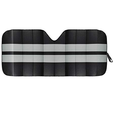 Motor Trend AS-312-CK Black and Gray Front Windshield Sun Shade-Two Tone Jumbo Accordion Folding Auto Sunshade for Car Truck Suv 66 x 27 Inch