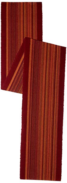 Elrene Home Fashions Cotton Table Runner Casual Classic Stripe, 13" x 90", Red