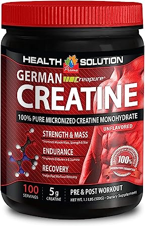 Creatine - GERMAN CREATINE MONOHYDRATE 300 GRAM 60 SERVINGS - improve muscle mass - creatine monohydrate powder - creatine micronized monohydrate - creatine monohydrate 5g powder - 1 Jar