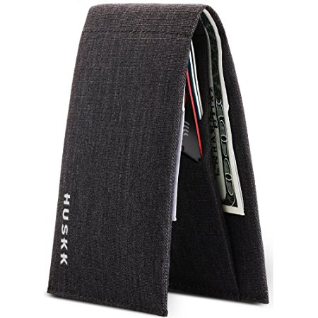 Slim Bifold Front Pocket Wallet by HUSKK - Black