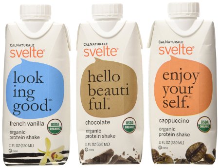 CalNaturale Svelte Organic Protein Shake, Variety Pack, 11 Ounce (Pack of 12)