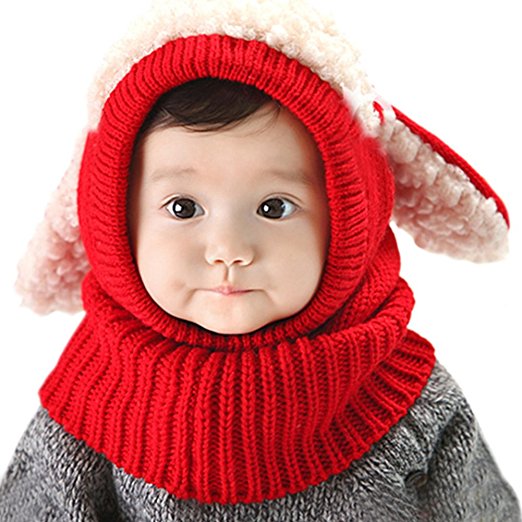 PanDaDa Baby Girls Boys Winter Hat Scarf Woolen Earflap Hood Scarves Skull Caps