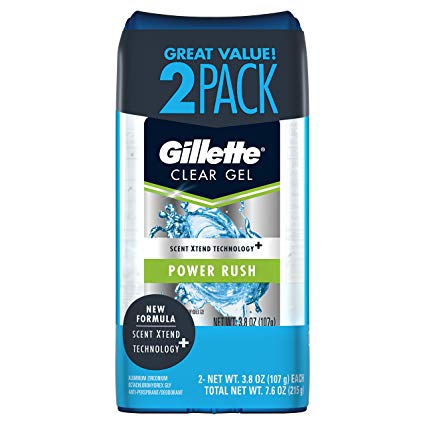 Gillette Sport High Performance Antiperspirant / Deodorant Power Rush Clear Gel, 3.8 Ounce (Twin Pack)  Packaging may Vary