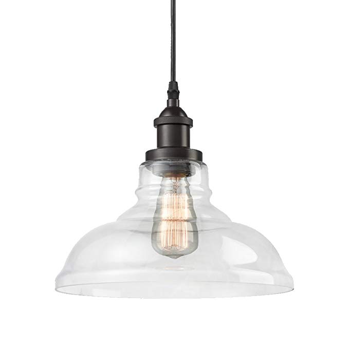 CLAXY Ecopower Industrial Edison Vintage Style 1-Light Pendant Glass Hanging Light