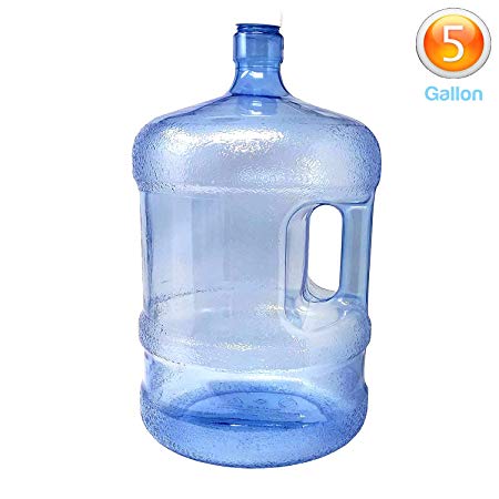 LavoHome BPA-Free Reusable Plastic Water Bottle 5 Gallon Jug Container with Cap, Easy Grip Carry Handle, Sports Residential & Commercial Use, Camping