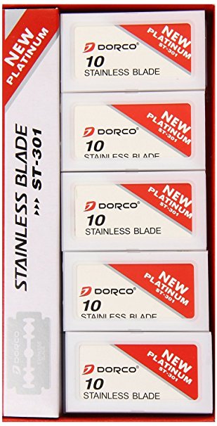 Dorco Stainless Steel Razor Blades, 100-Count Dispenser Pack