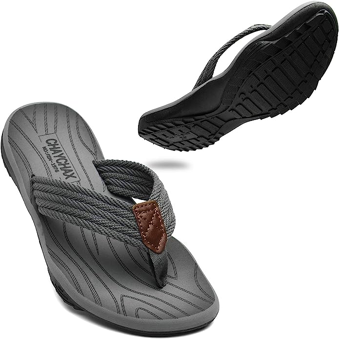 ChayChax Men's Flip Flops Outdoor Sports Thong Sandals Soft Non-slip Beach Slippers