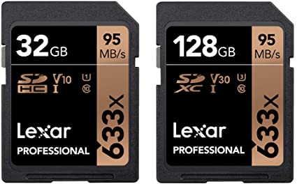 Lexar Professional 633x 128GB SDXC UHS-I Card and Professional 633X 32GB SDHC UHS-I Card