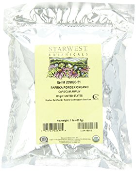 Starwest Botanicals Organic American Paprika Powder, 1 Pound Bulk Spice Bag