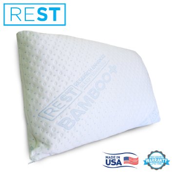 Blended Memory Foam Pillow With Super Soft Rayon Covers Derived From Bamboo By REST Made In The USA QUEEN SIZE