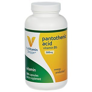 The Vitamin Shoppe Pantothenic Acid 500MG, with Vitamin B5, Supports Energy Production Hair, Skin, Nails, Once Daily (300 Capsules)