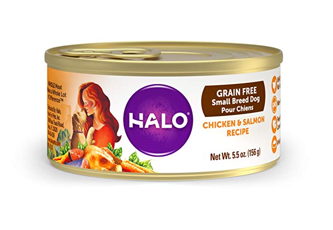 Halo Grain Free Natural Wet Dog Food, Small Breed Chicken & Salmon Recipe, 5.5-Ounce Can (Pack Of 12)