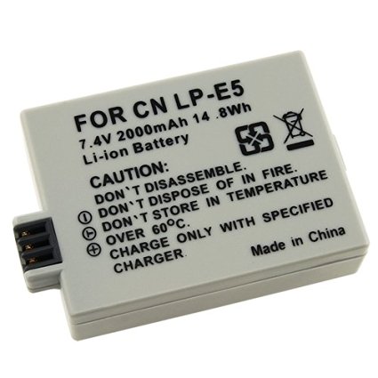 High Capacity LP-E5 Replacement Lithium-Ion Battery for Canon Digital SLR EOS Rebel T1i