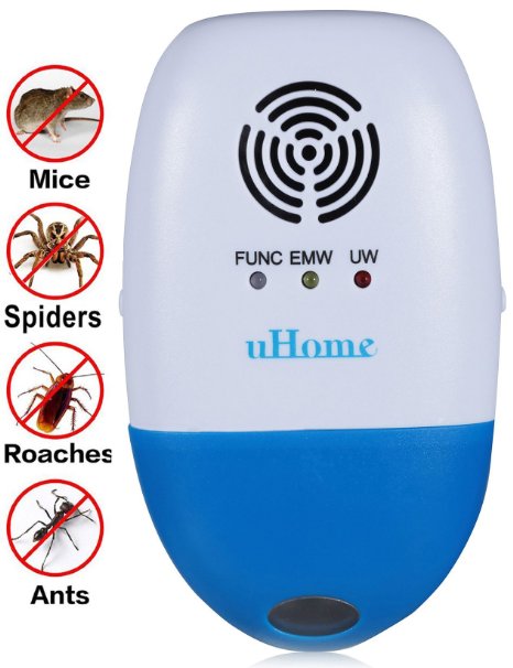 Pest Control - The Most Powerful 6 Different Operating Modes uHome Pest Repellent - Pest Repeller for All Kind of Insects and Rodents - Ultrasonic Pest Control Equipment with Orange LED Night Light