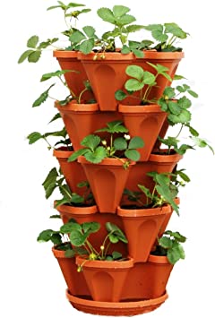 5 Tier Stackable Strawberry, Herb, Flower, and Vegetable Planter - Vertical Garden Indoor/Outdoor