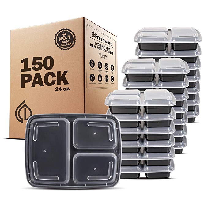 Freshware YH-3X150B Meal Prep Containers childrens-lunch-boxes 24 oz 150-Pack New