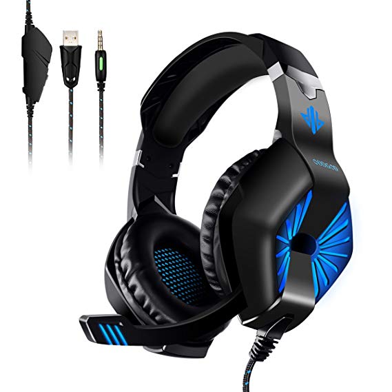 Gaming Headset, ELEGIANT Over-Ear Computer Headphones with Microphone, Bass Stereo Surround Sound Volume Control, Compatible with PS4 Pro/PS4 Xbox One Nintendo Switch PC Mobilephone Laptop Mac