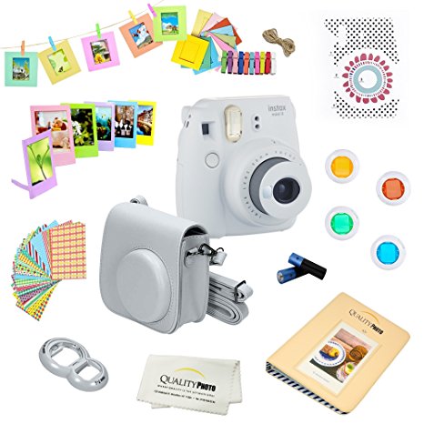 Fujifilm Instax Mini 9 (Smokey White) Deluxe kit bundle Includes -Instant camera - Custom Camera Case - instax Album - Frames -Wall Hang Frames- Stickers - Close up lens   MORE …
