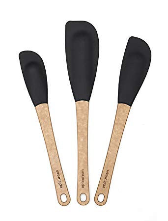 Epicurean Silicone Series Utensils, 3-piece Spatula Set, Natural with Black