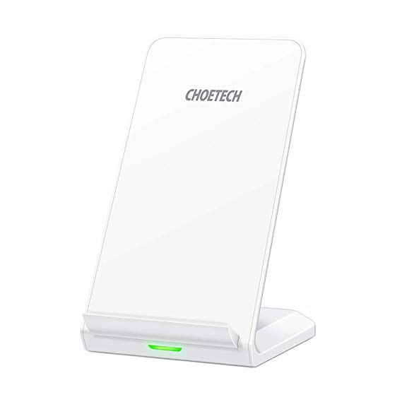 CHOETECH Wireless Charger, Fast Wireless Charging Stand 7.5W Compatible with iPhone XS/XR/XS Max/8/8 Plus, 10W Fast Wireless Charging for Galaxy S10/S10 Plus/S10E/S9/S9 /S8/ S8 /S7 and More (White)