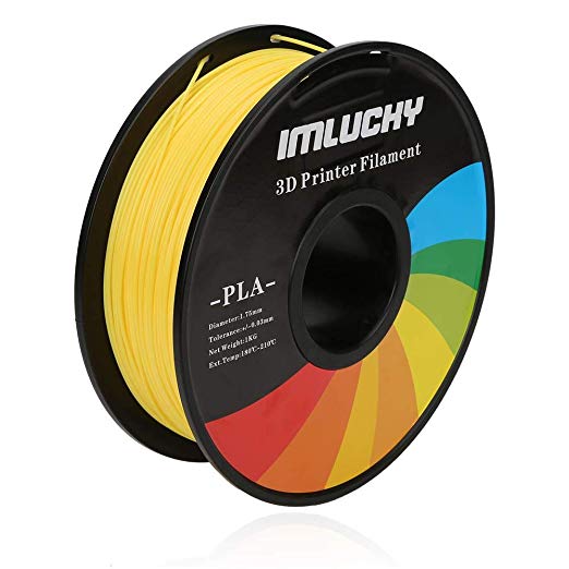 IMLUCKY PLA 3D Printer Filament, 1 kg Spool, 1.75 mm Diameter Tolerance  /- 0.03 mm (Yellow)