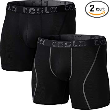 Tesla Men's Athletic Stretch 6" No-Fly Brief Dri Fit Underwear Trunk (2-Pack) MBU12/MBU05