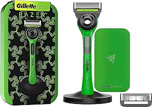 Gillette Labs mit Reinigungs-Element, Razer Limited Edition Rasierer und Reise-Etui für unterwegs, 1 Griff, 2 Klingen, Magnetdock