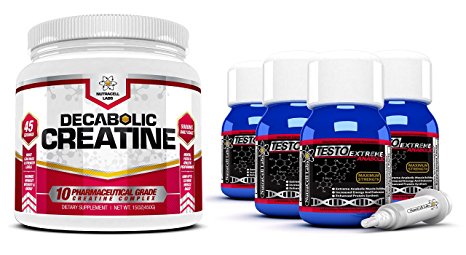 Nutracell Labs Testo Extreme Anabolic (4 Month Supply)   FREE 10 Blend Decabolic Creatine - Testosterone, Muscle Growth & Strength Stack