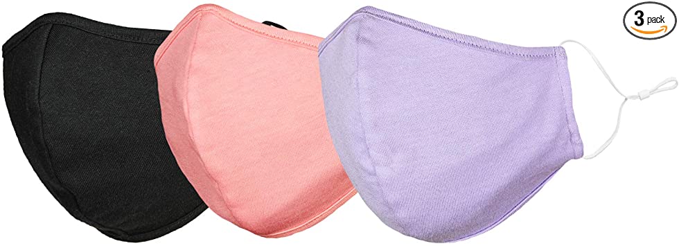 DALIX Cloth Face Mask Reusable Washable Made in USA - Assorted L-XL (3 Pack)