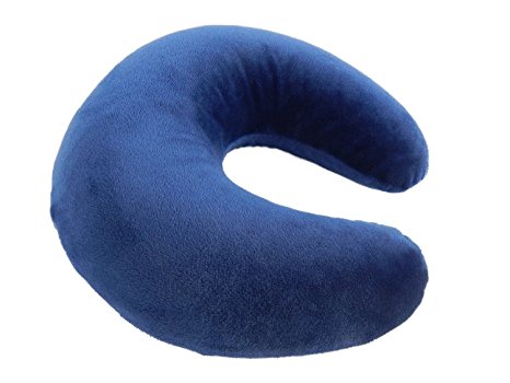 Hibermate 100% Natural Latex, Compact Travel Neck Pillow, Premium Support for You or Your Children, Machine Washable Cover, Lightweight Airplane, Luxurious Plush Royal Blue Velour