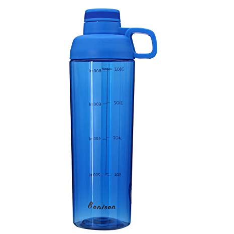 Hoople 32 OZ Water Bottle Buy One Get One Mixing Ball Free Twist Cap BPA Free Waterproof Can Be Used As Shake Bottle Perfect For Protein Mixing (32oz-blue)