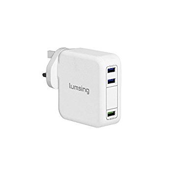 Quick Charge 3.0 Phone Charger, Lumsing 35W Cube Multi-Port USB Mains Charger, 1 Port QC3.0   2 Port with Smart IC Technology Wall Charger for Samsung Galaxy S7, S6, Note 5, iPhone7/ 7Plus, iPad, HTC One A9/M9, Nexus 6, LG G5 V10 and More (White)