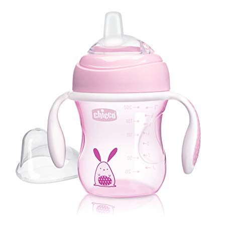 Chicco NaturalFit Soft Silicone Spout Transition Sippy Cup, Pink, 7 Ounce