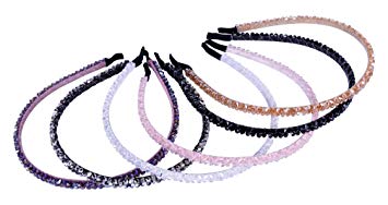 Frill Shop Headbands, Crystal Encrusted Alice Bands for Women & Girls, Hair Band Jewellery for Bridal & Other Occasions (Set of 6)